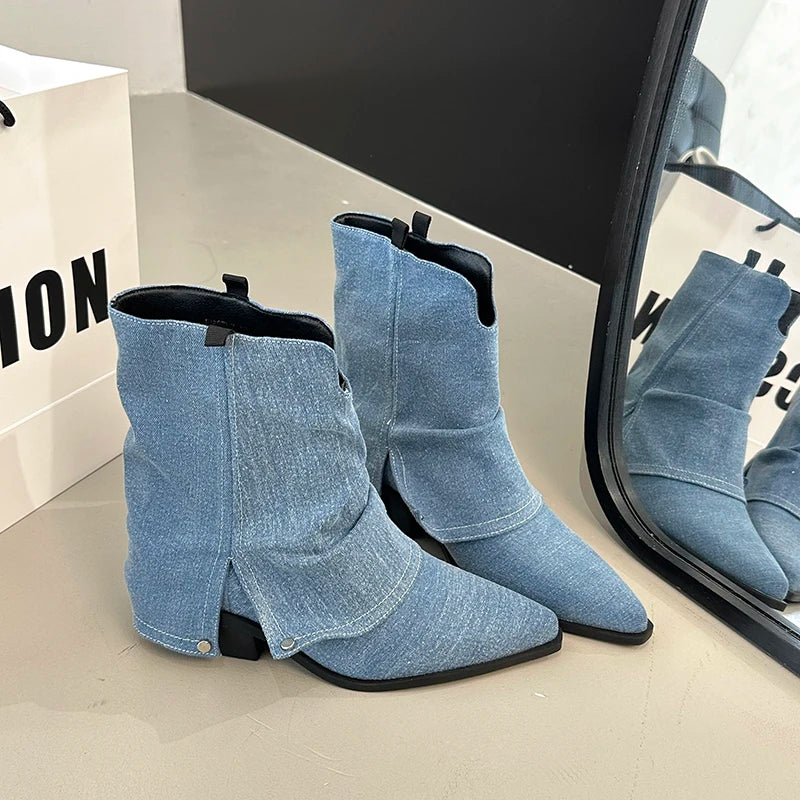 Pointed Toe Western Ankle Boots