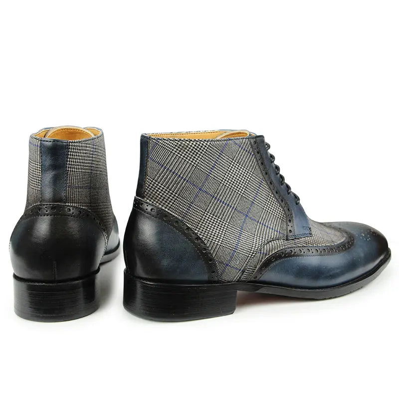 DENIM CHELSEA - Men's Genuine Cowhide Leather Chelsea Boots - Pointed Toe Retro