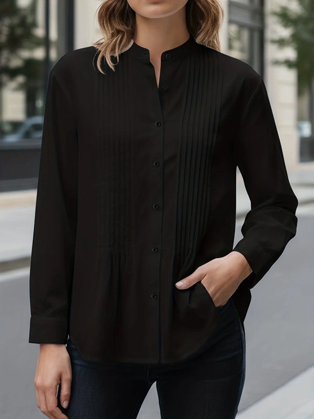 PLEATED COTTON SHIRT - 100% Cotton, Loose Fit - Clean Everyday