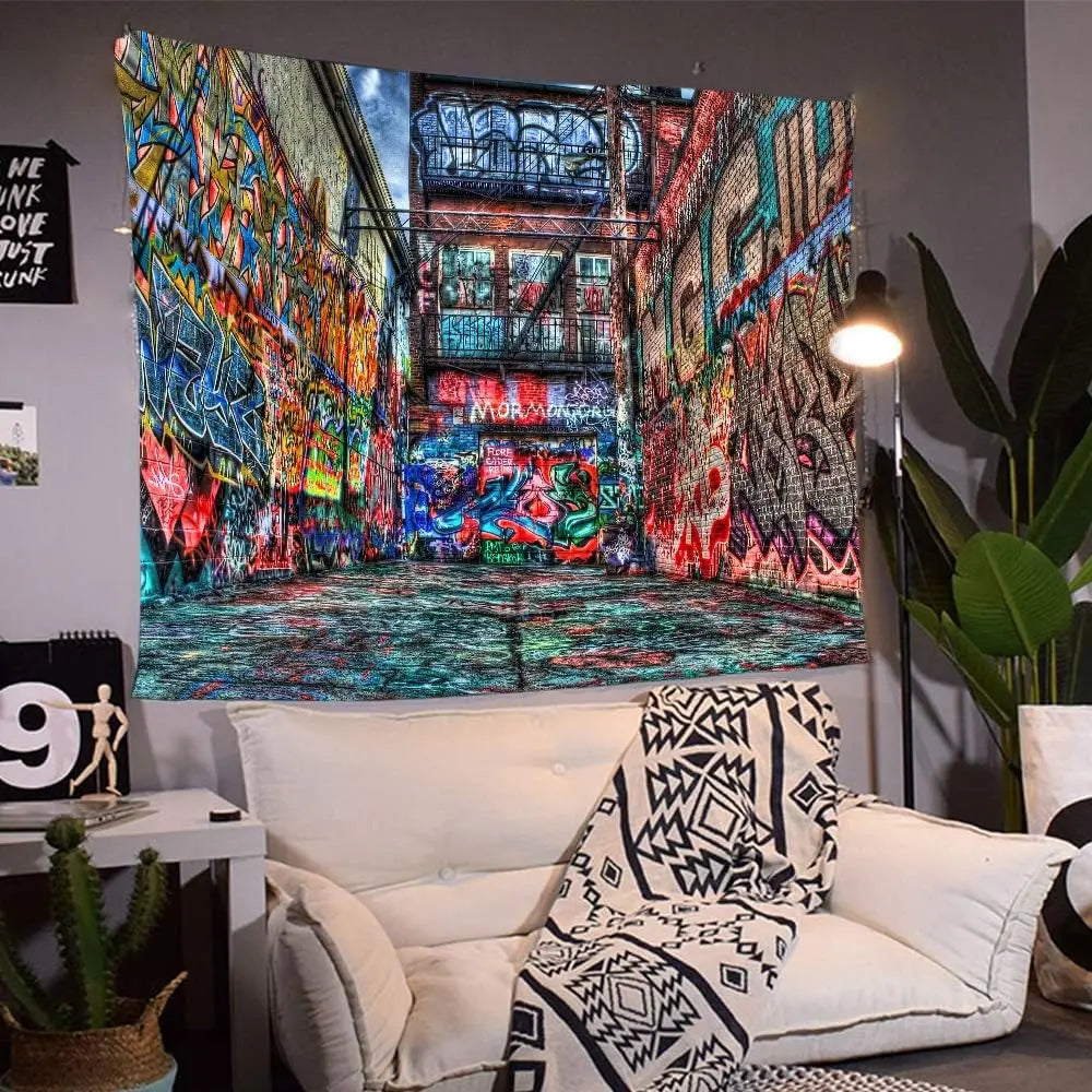 Vibrant Graffiti Tapestry - Street Art - Urban Wall