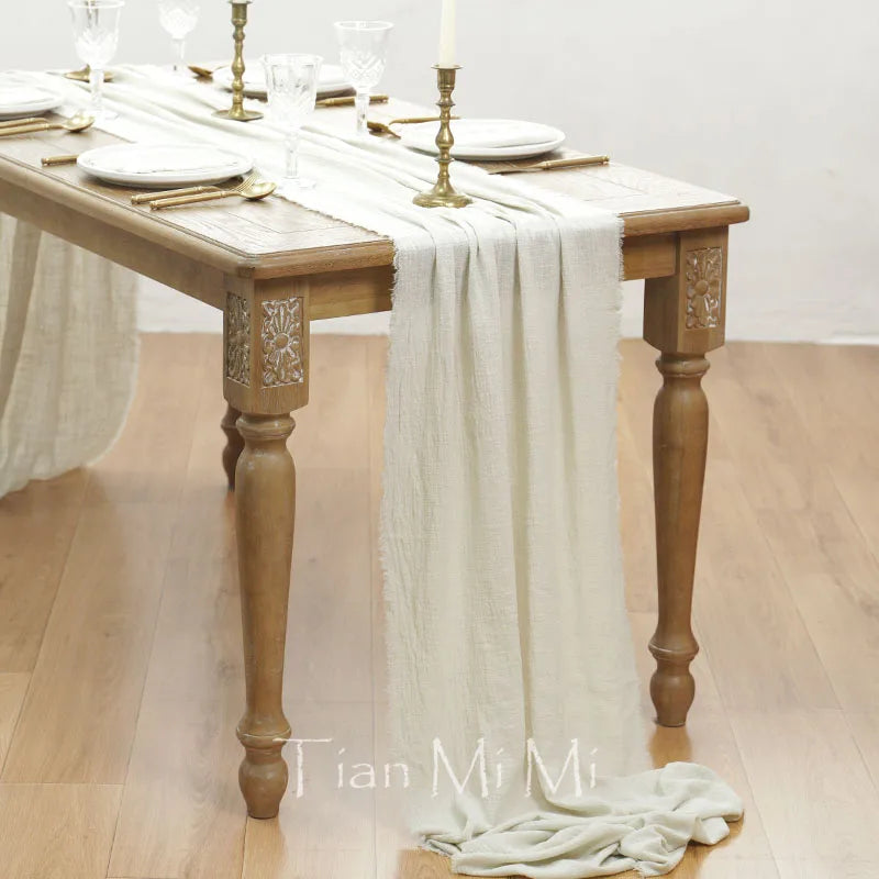 COTTON GAUZE TABLE RUNNER - 23 Colors, 40 & 62cm Wide, Up to 10m - Rustic Tables