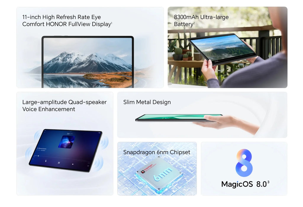 HONOR Pad X8a EU 11" - Eye Comfort, 8300mAh, Quad-Speaker