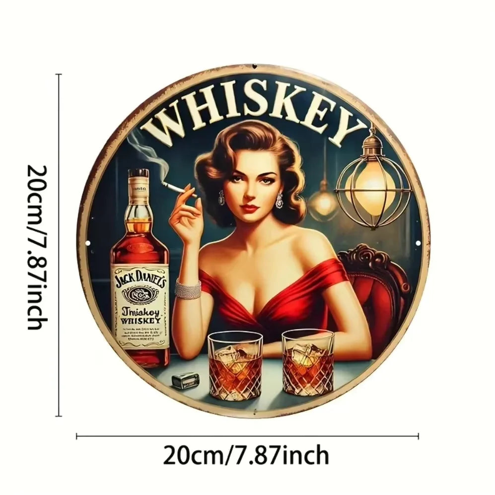Whiskey & Cigar Metal Sign - Vintage Tin - Gentleman's Bar
