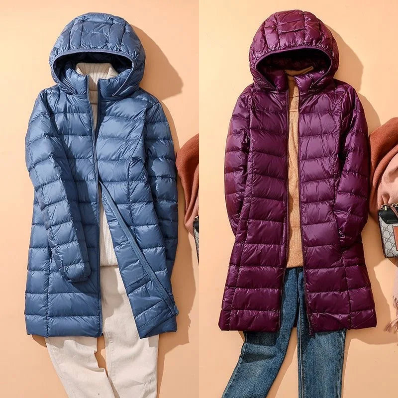 X-Long Down Jacket – 90% Duck Down Detachable Hood
