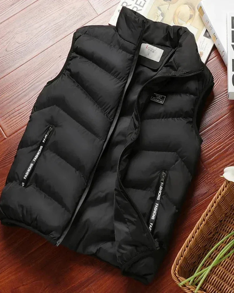 PUFF VEST - Men's Sleeveless Puffer Jacket - Mandarin Collar, 5 Colors, M-8XL