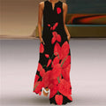 Floral Print Sleeveless V-Neck Maxi Evening Dress