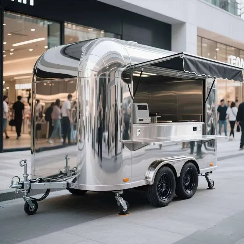 Classic Round Airstream Food Trailer – Stainless Exterior Mobile Kitchen