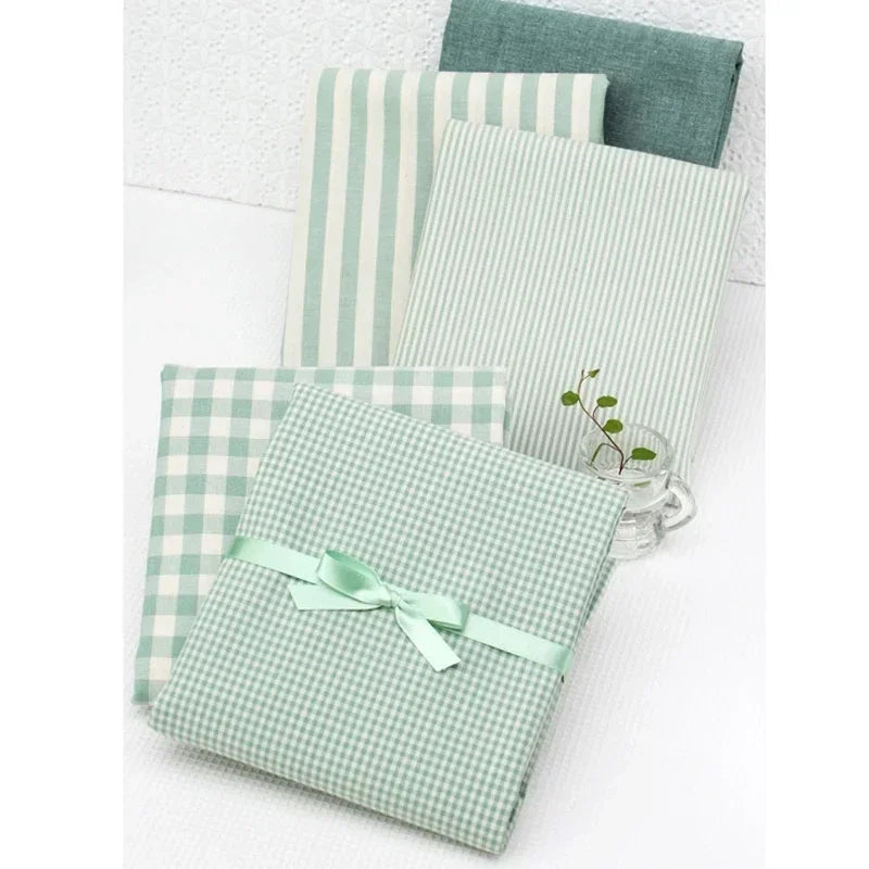 STRIPED COTTON SATEEN FABRIC - Stripes, Grid or Solid, 150cm Wide - Home & Craft