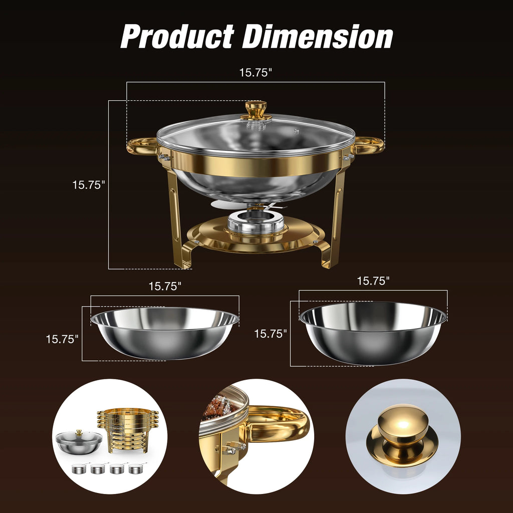 Chafing Dish Buffet Set - 5QT Gold Stainless - Party Ready