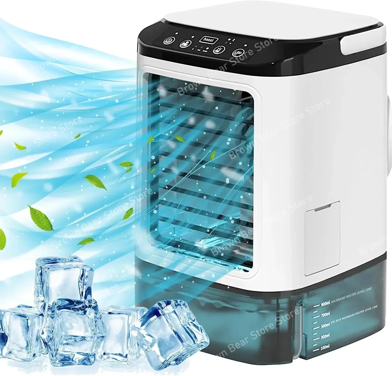 Portable Mini Air Conditioner – 900ml Mist Cooler Fan Humidifier Night Light