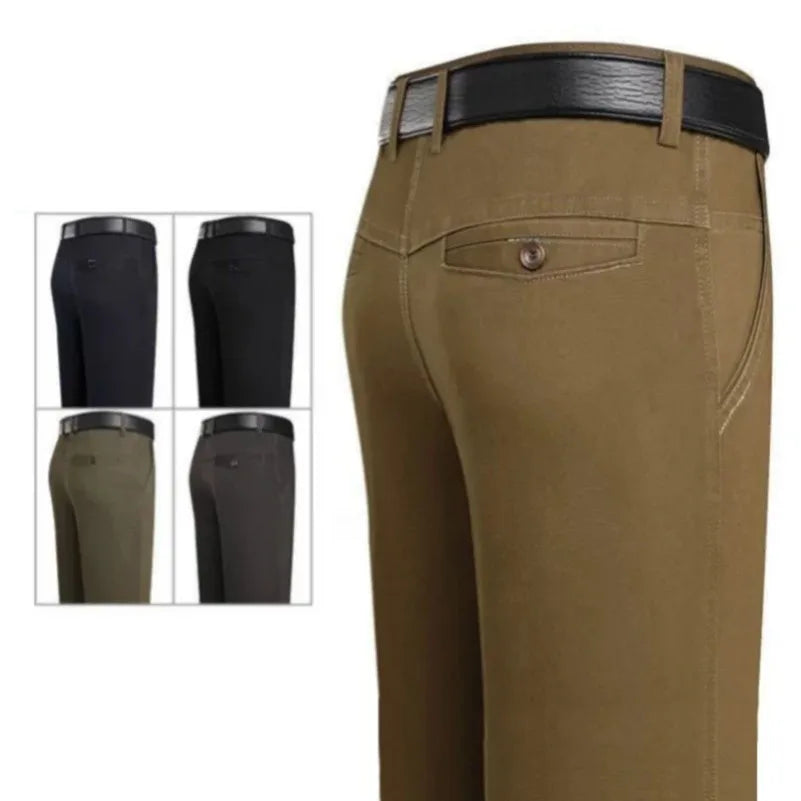 STRAIGHT NINE - Men's Cotton Business Pants - High Waist, All-Season