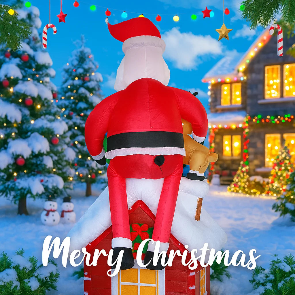 Inflatable Santa Scene - 9.5 ft - Festive Arrival