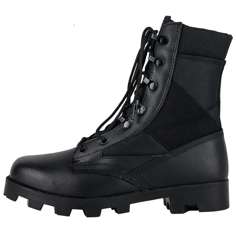 Tactical Camo Combat Ankle Boots - Outdoor Hiking Work Boot Panama Sole Flat