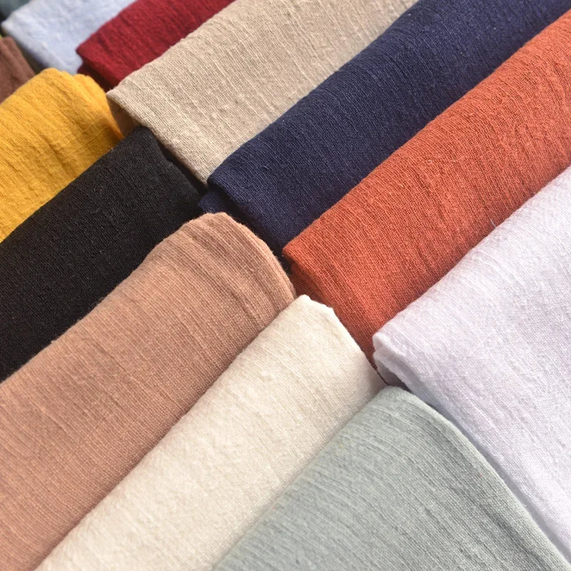 BAMBOO LINEN FABRIC BY THE METER - Sand Washed Cotton Linen Cloth Soft Drape Microtransparent for Dresses & Sewing - 22 Colors