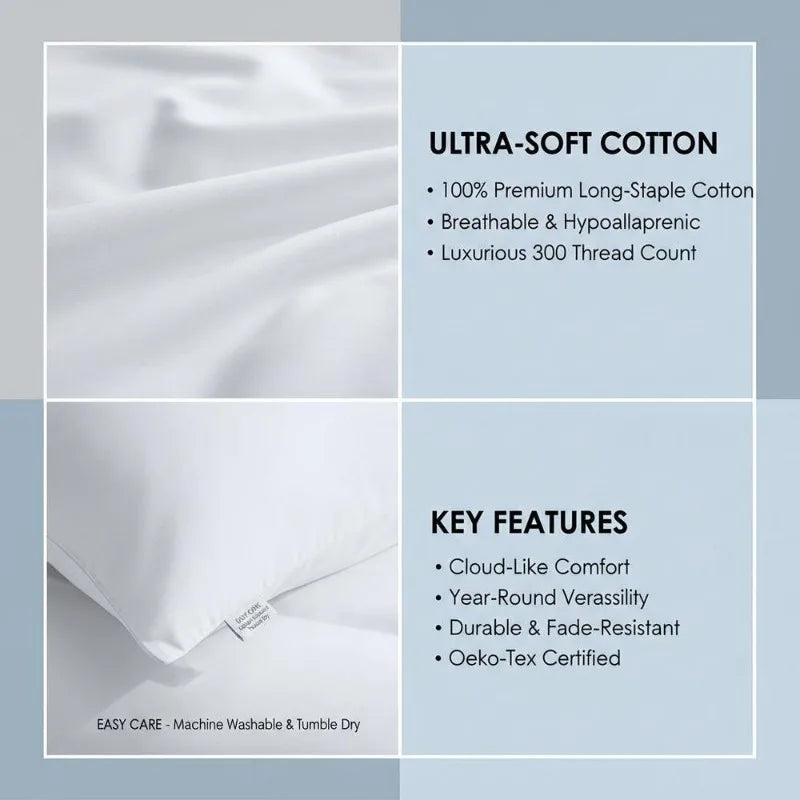 COTTON DUVET COVER SET - 200 × 200 cm - Soft Washable Bedding