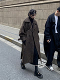 Plaid Woolen Coat – Long Double Breasted Loose Fit