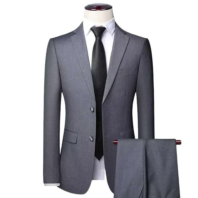 BRITISH EDGE - Men's Slim Fit Suit Set (Blazer + Pants) - 3 Colors, S–8XL