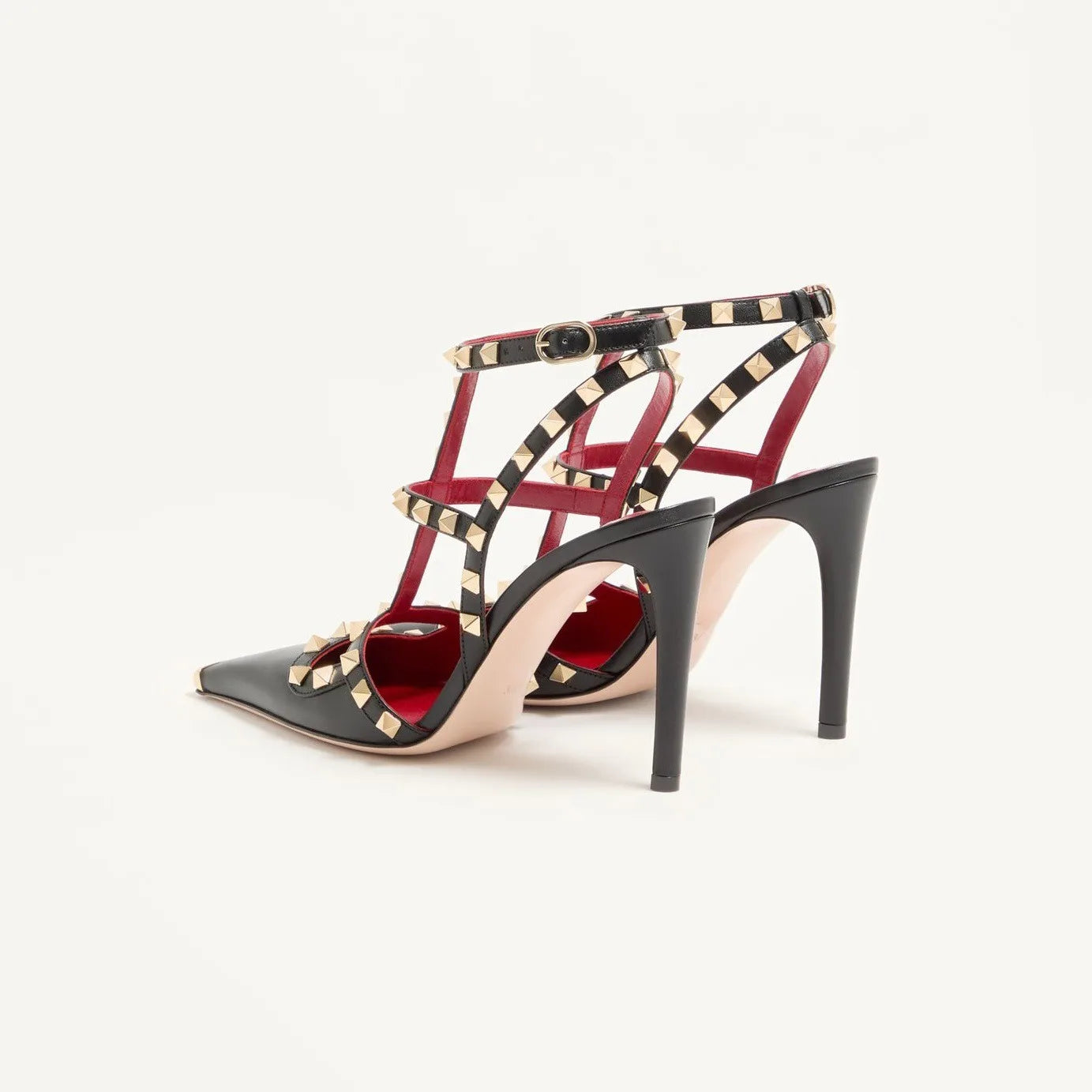 Studded High Heel Sandals – T-Strap Pointed Toe Stiletto Party Heels