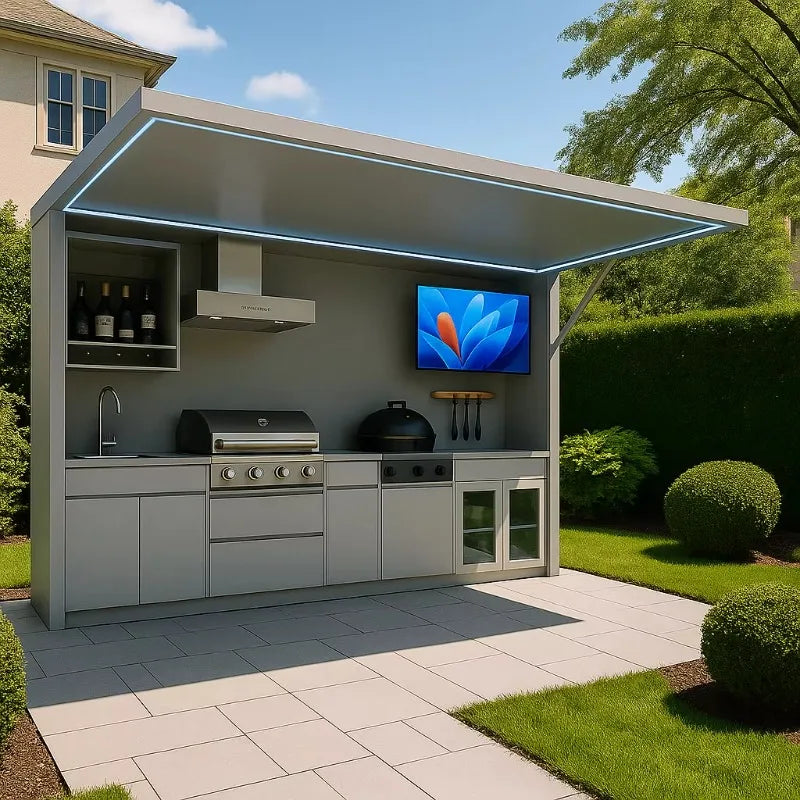 OUTDOOR BBQ KITCHEN POD - 304 Stainless Steel, Gas Grill - Custom Camping