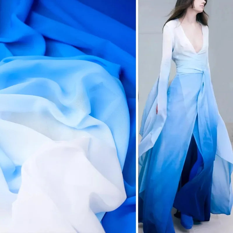 GRADIENT CHIFFON FABRIC - Semi-Sheer Polyester, 110g/m, 146cm Wide - Soft Light