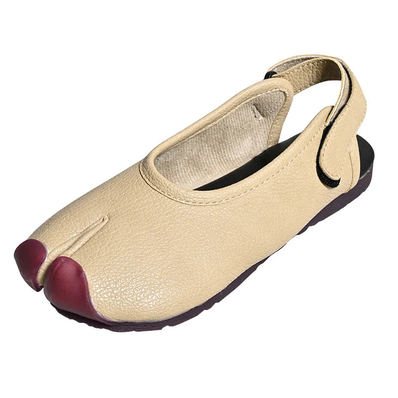 New Summer Soft Leather Split Toe Women Sandals Casual Comfortable Soft-soled Pig's Hoof Shoes Slingbacks Tabi Ballet Shoe