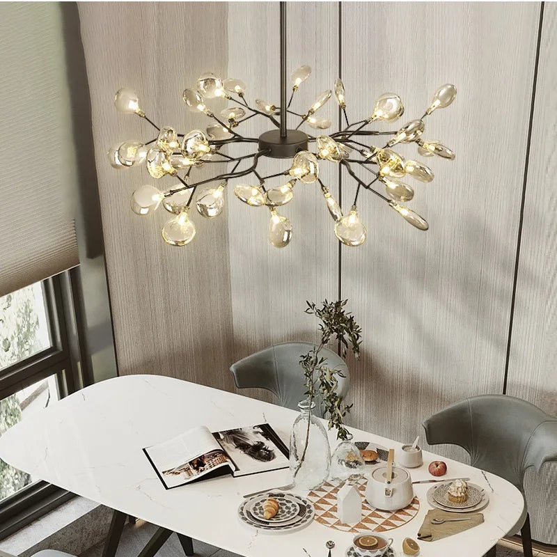 Nordic Firefly LED Chandelier – 9 to 54 Heads, Black or Gold