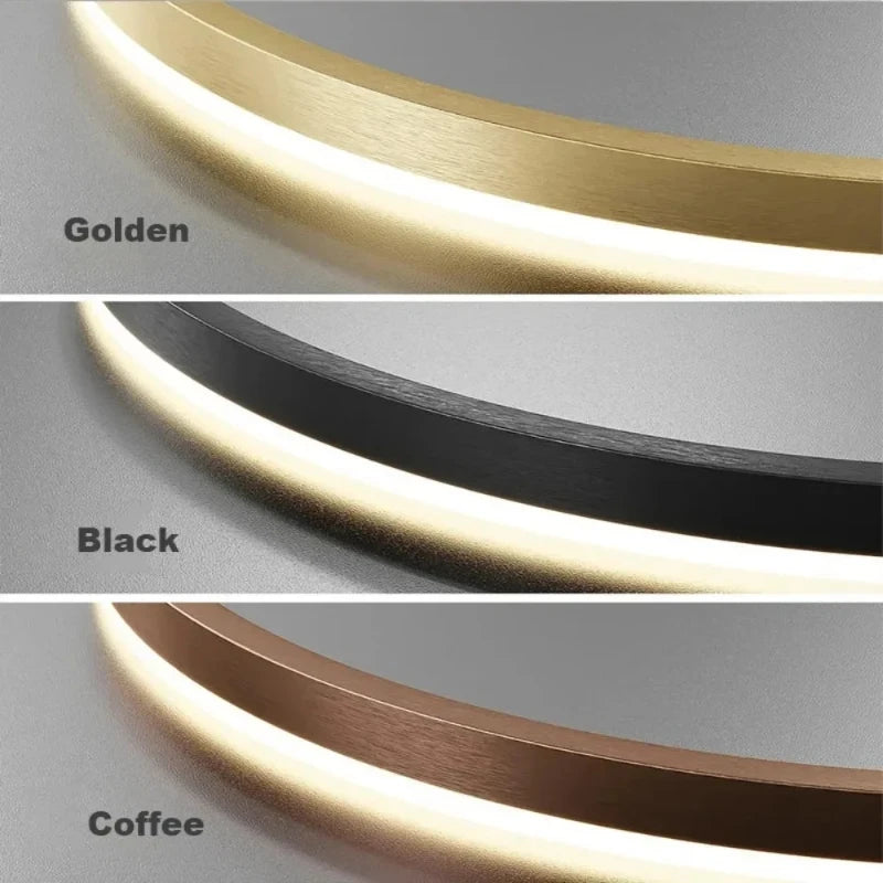 Ring LED Ceiling Chandelier – White/Coffee/Black/Gold, 1–5 Rings, 40–100cm