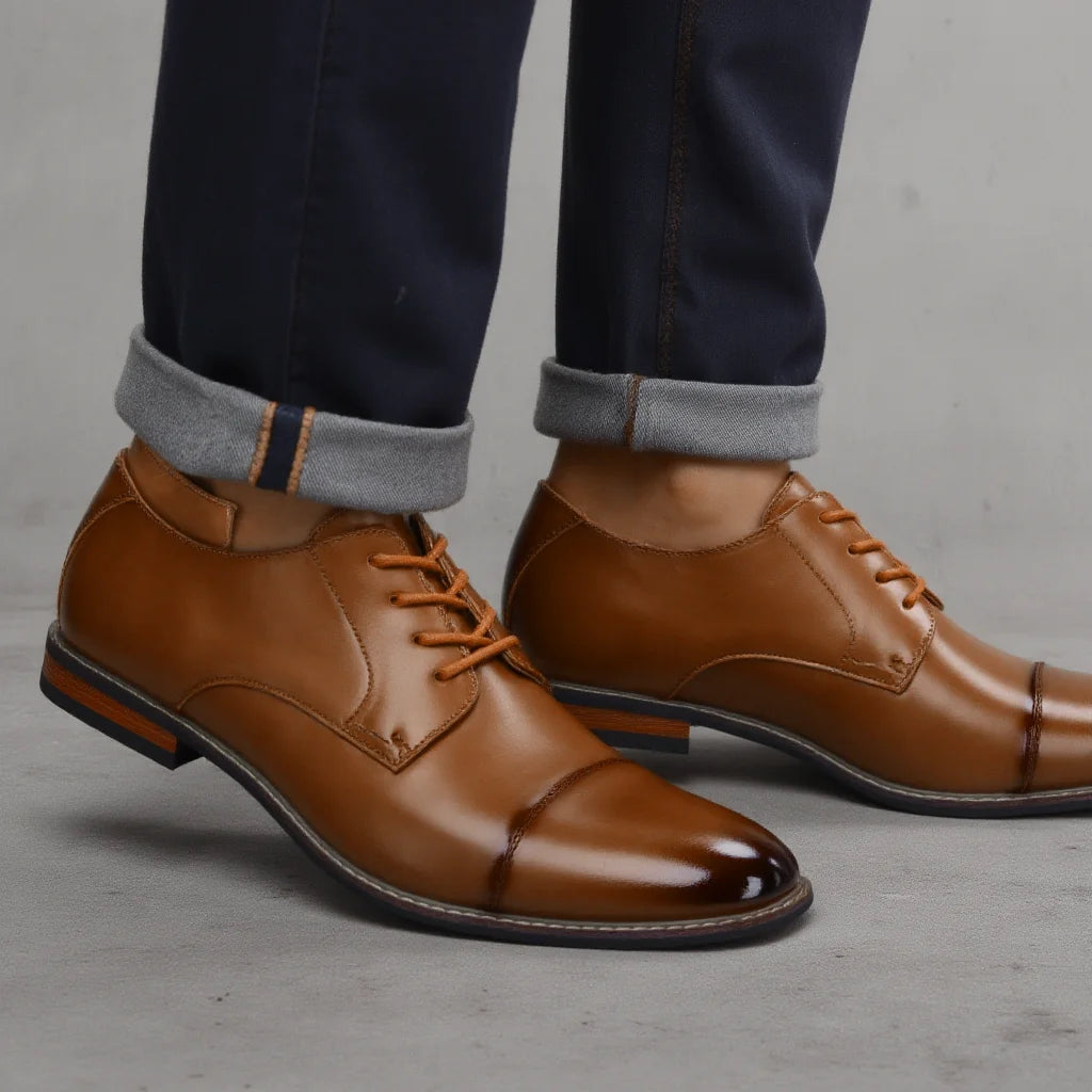 Men's Derby Dress Shoes - Fashion Lace-Up Round Toe Formal Shoes