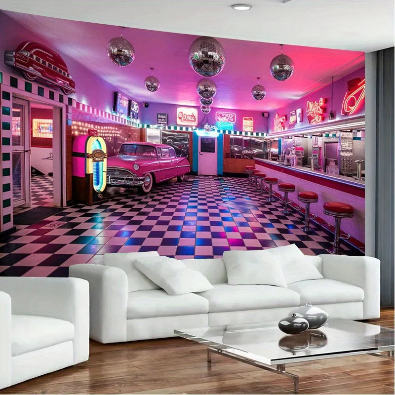 Retro Restaurant Banner - Polyester - Party Backdrop