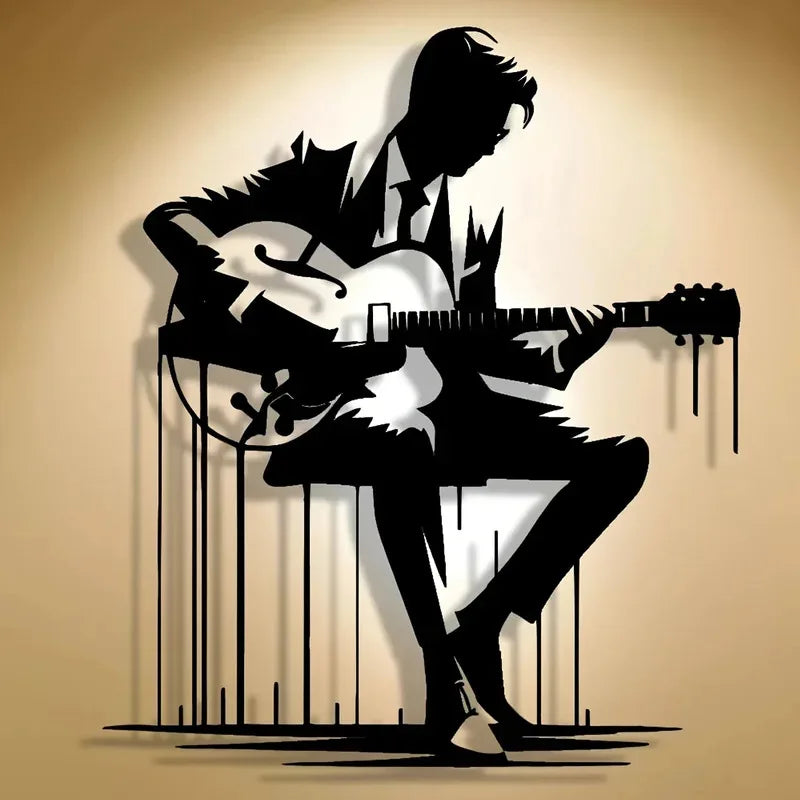 Metal Guitar Wall Art - Abstract Music Silhouette - Café Vibe