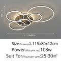 5-Ring LED Ceiling Light – Black/Gold/White, 2–6 Heads, Dimmable