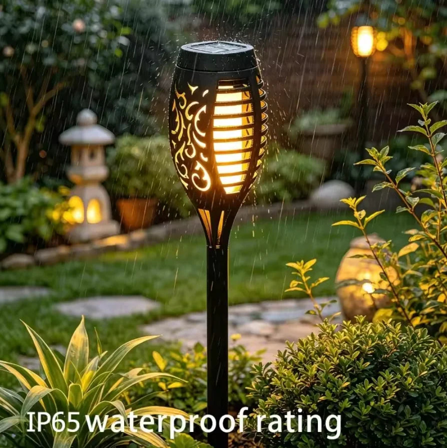 SOLAR FLAME TORCH LIGHTS - 8–16 Pieces, Flickering Glow - Garden Path Ambience