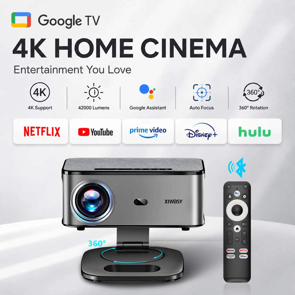 4K Home Cinema Projector Google TV 360° Rotation BT5.4