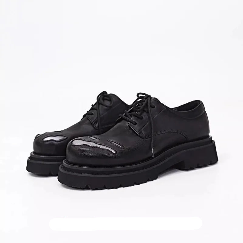ROUND CRAFT - Genuine Leather Round Toe Derby Shoes - Thick Sole, Office Ready