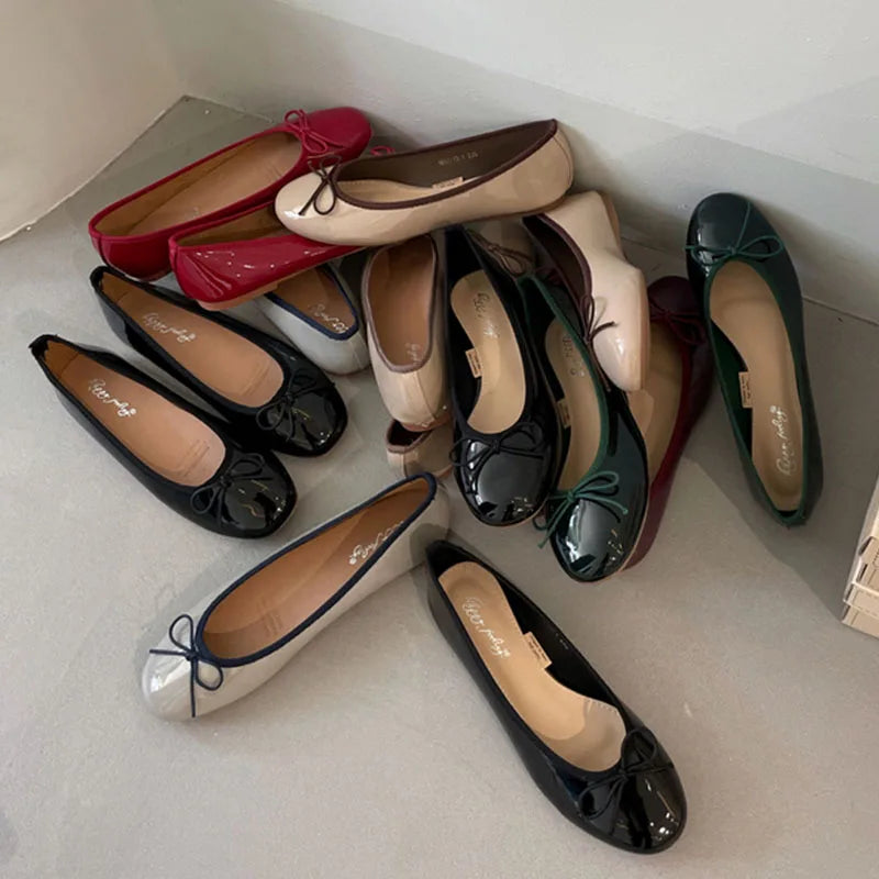 Shallow Women's Soft Round Toe Flats, Slides Footwear, Fashion Butterfly-Knot Women's Ballet Flats, Dance Shoes