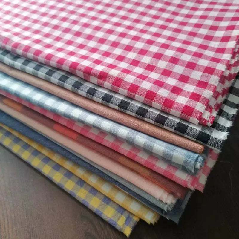 WASHED COTTON PLAID FABRIC - 100% Cotton, 270g/m - Soft Rooms