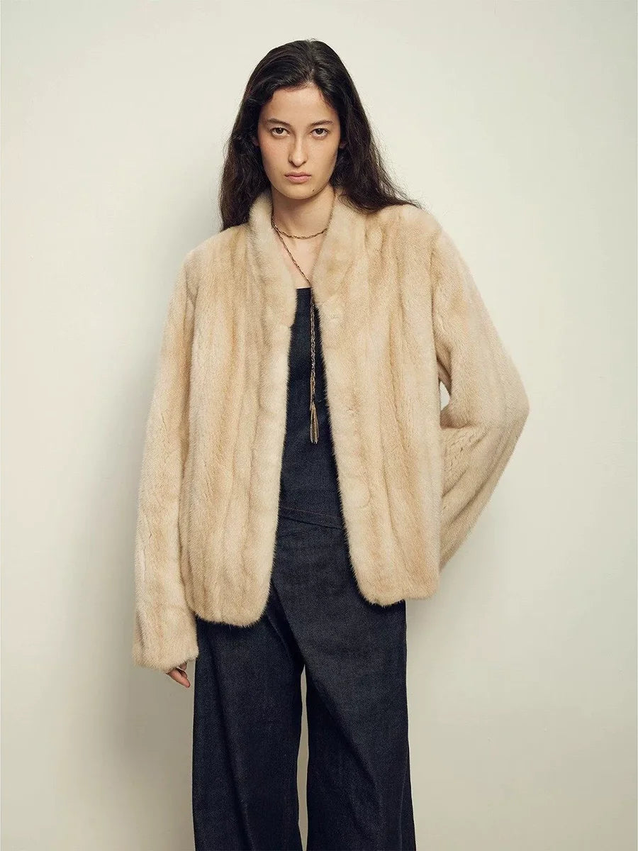 Winter Reverie - Faux-Mink Jacket - City Glow