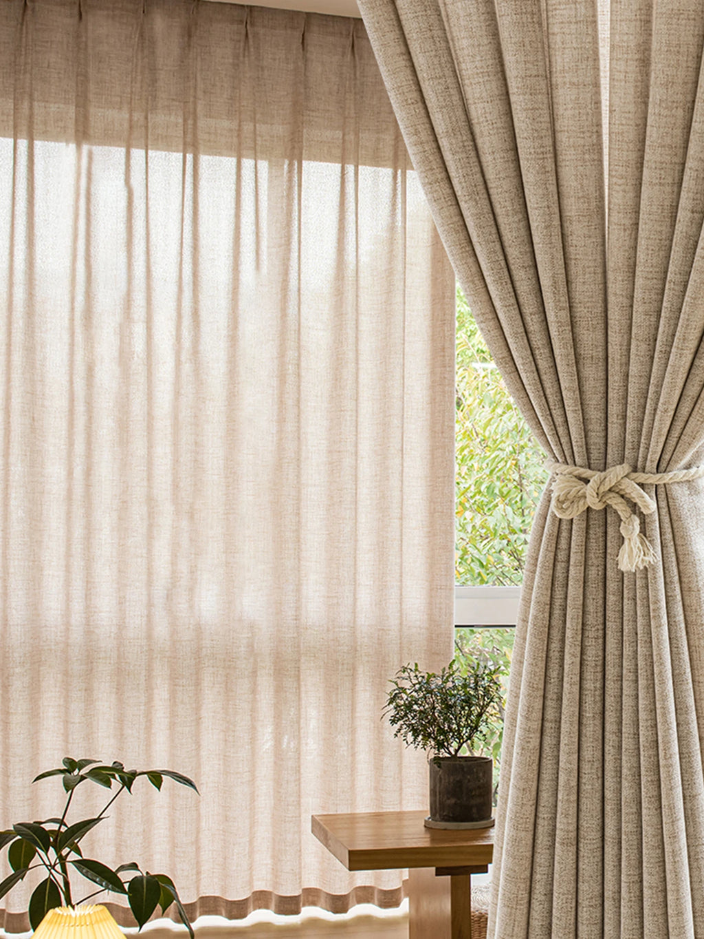 NATURAL LINEN-LOOK SHEER CURTAINS - Gauze Voile Panel, 4 Headings - Soft Windows, Quiet Spaces