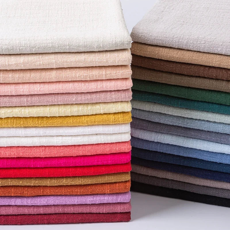 Soft Thin Linen Cotton Fabric Solid Color Organic Material Pure Natural Flax For Sewing Handmade Clothes Patchwork Fabric