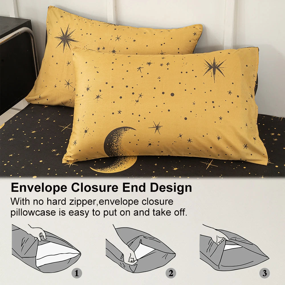 COSMIC DREAMS - Moon & Star Duvet Cover Set - Reversible, Soft & All-Season