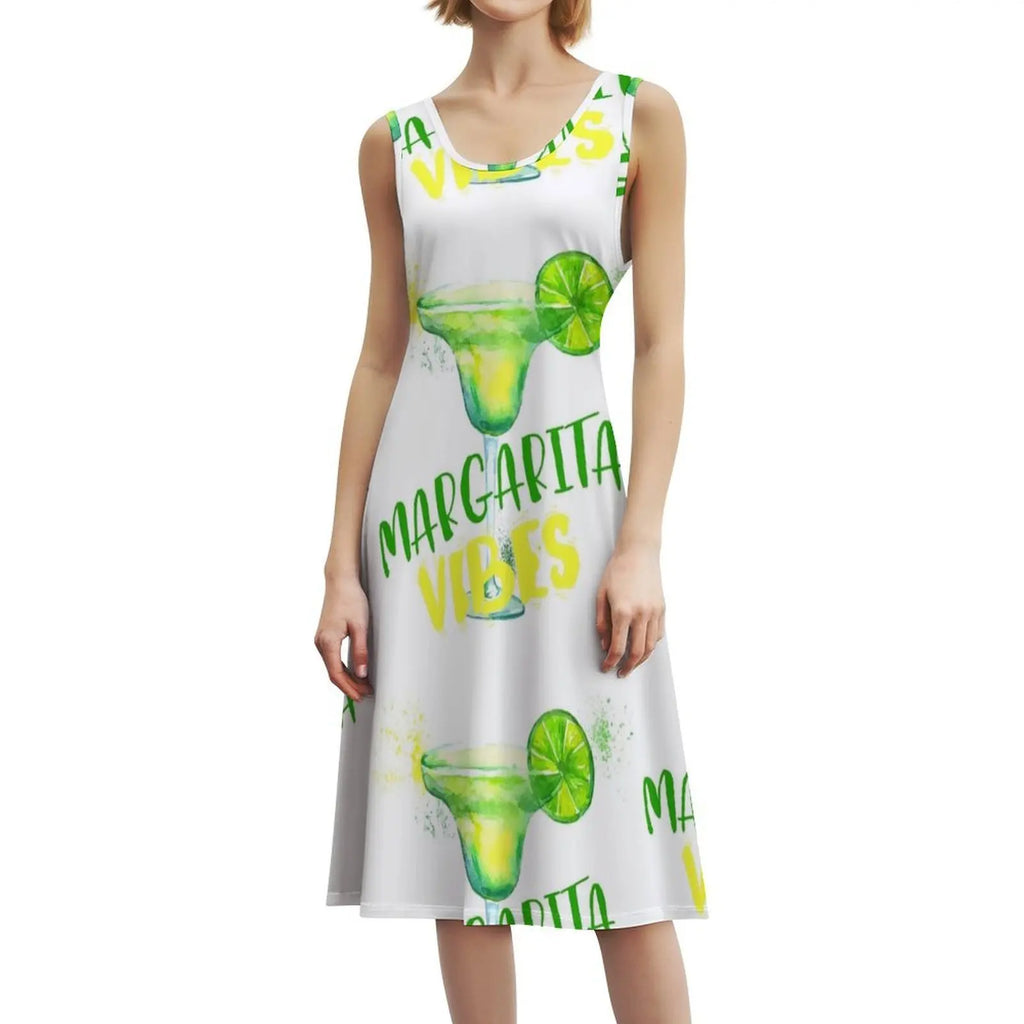 Margarita Vibes Women's Elegant Party Dress A-Line Dress With Short/Long/Sleeveless Options Margarita Tequila Cocktail Drink