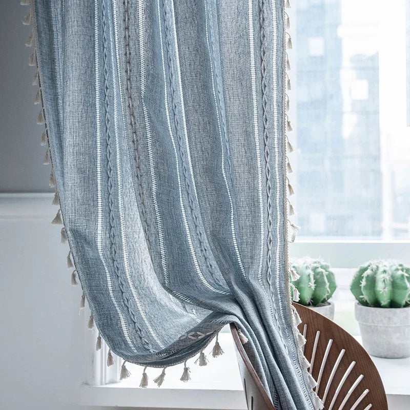 TASSEL JACQUARD CURTAINS - 500gsm, 14 Patterns, Rod Pocket - Textured Rooms