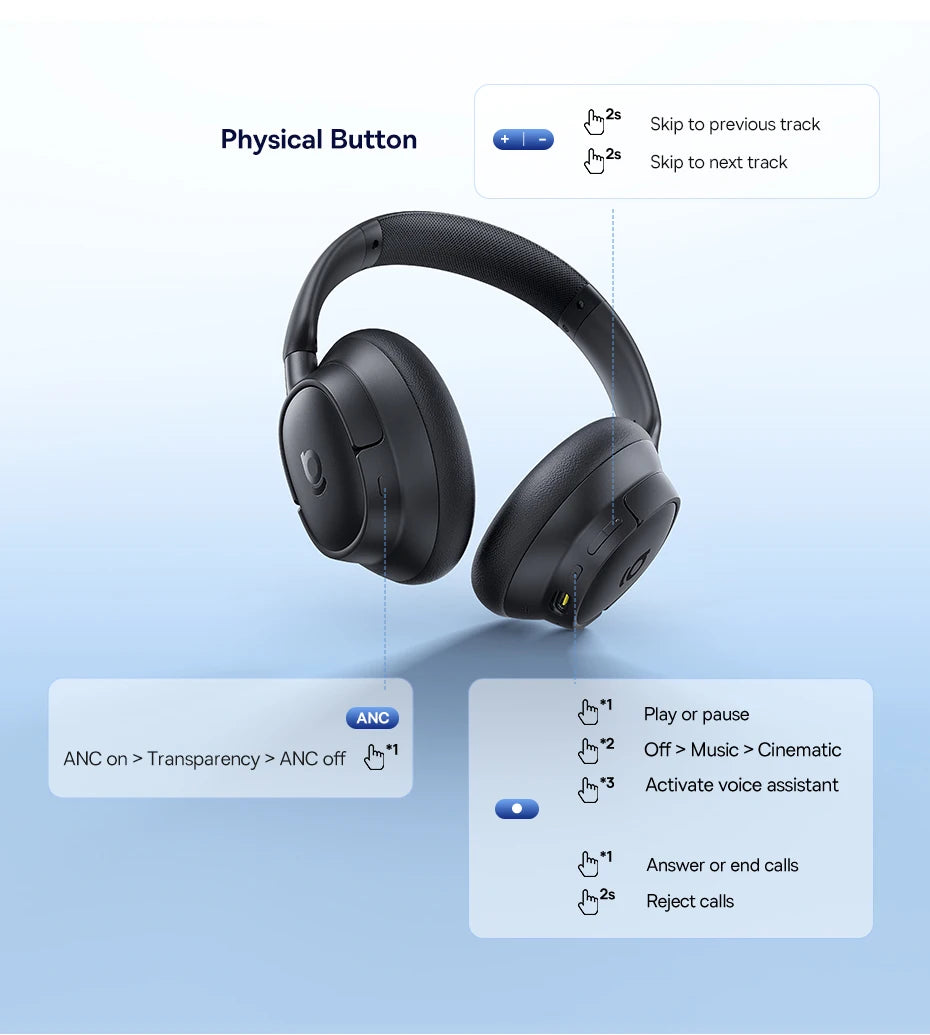 Baseus EH10 ANC Wireless Headphones – 45dB Adaptive Hi-Res LDAC Bluetooth 6.0 80H