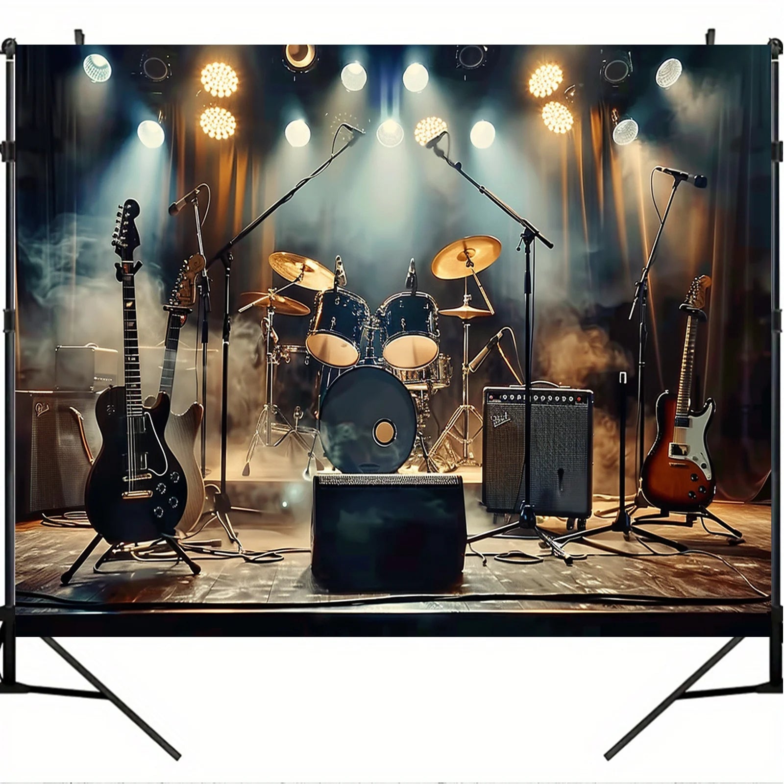 Live Music Stage Backdrop - Polyester - Concert Mood