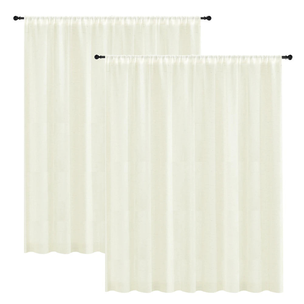 NATURAL LINEN SHEER CURTAINS - 65gsm, Rod Pocket, 5 Sizes - Soft Light