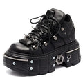 Punk Rivet Ankle Boots – Lace-Up Platform Butterfly