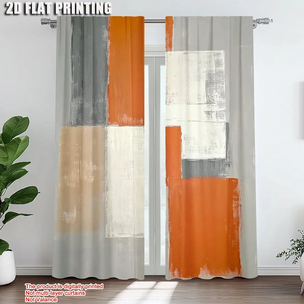 ABSTRACT ART SHEER CURTAINS - 2 Panels, Rod Pocket, 8 Sizes - Open Rooms