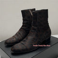 LEOPARD CHELSEA BOOTS - Men's Handmade Genuine Leather Side Zipper Mid Heel - Trendy & Bold