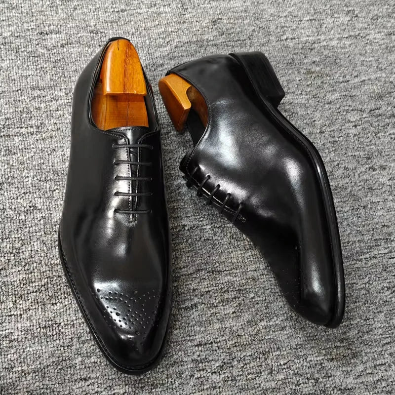 OXFORD NOIR - Men's Luxury Cow Leather Dress Shoes - Handmade Loafers