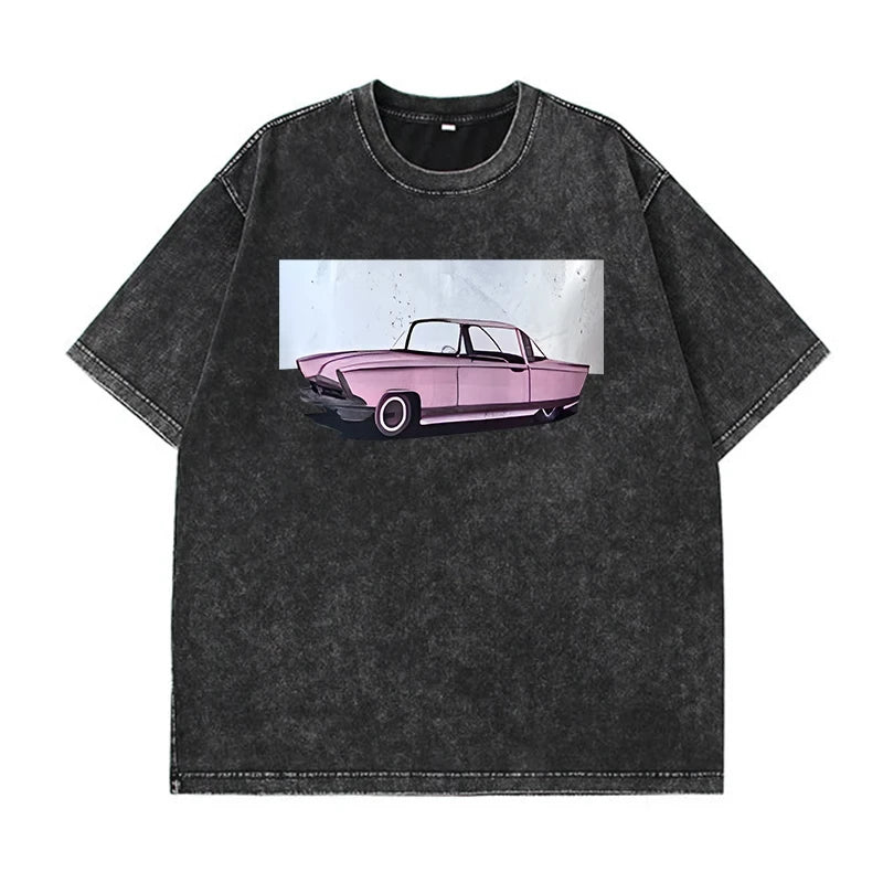 Women Leopard Letter Printed Washed T-shirt Cotton Oversized Womans Tops Fashion O-Neck Short Sleeve Tees Y2k Female Clothes